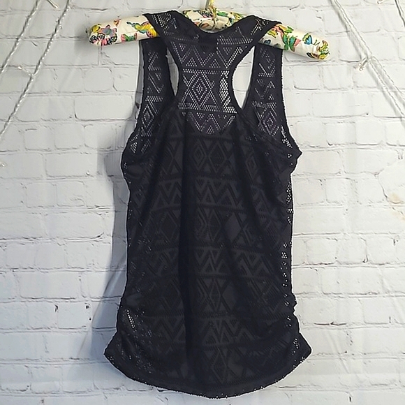 Eye Candy Sheer Fishnet Racerback Black Tank Top Womens Size Medium - Picture 10 of 15